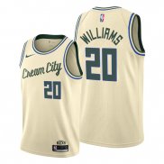 Camiseta Milwaukee Bucks Marvin Williams NO 20 Ciudad 2019-20 Crema