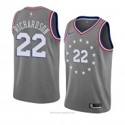 Camiseta Philadelphia 76ers Malachi Richardson NO 22 Ciudad 2018-19 Gris