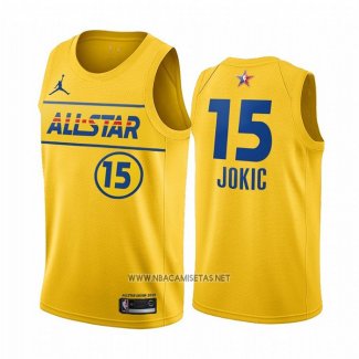 Camiseta All Star 2021 Denver Nuggets Nikola Jokic NO 15 Oro