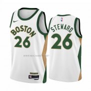 Camiseta Boston Celtics DJ Steward NO 26 Ciudad 2023-24 Blanco