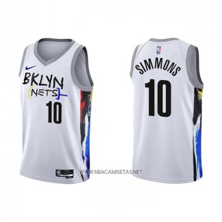 Camiseta Brooklyn Nets Ben Simmons NO 10 Ciudad 2022-23 Blanco