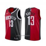 Camiseta Brooklyn Nets Houston Rockets James Harden NO 13 Split Negro Rojo