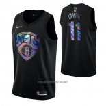 Camiseta Brooklyn Nets Kyrie Irving NO 11 Iridescent Logo Negro