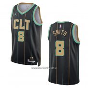 Camiseta Charlotte Hornets Dennis Smith NO 8 Ciudad 2022-23 Negro