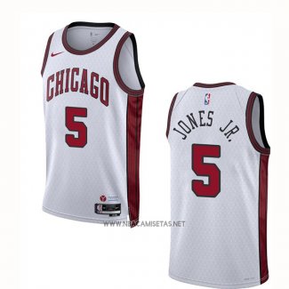 Camiseta Chicago Bulls Derrick Jones JR. NO 5 Ciudad 2022-23 Blanco