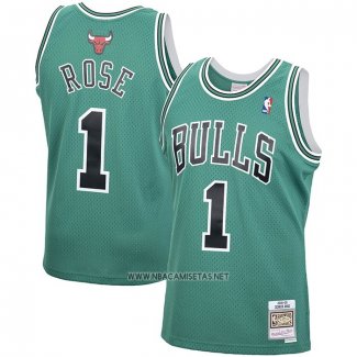 Camiseta Chicago Bulls Derrick Rose NO 1 Mitchel & Ness 2008-09 Verde