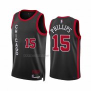 Camiseta Chicago Bulls Julian Phillips NO 15 Ciudad 2023-24 Negro