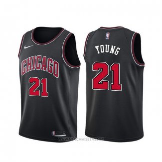 Camiseta Chicago Bulls Thaddeus Young NO 21 Statement Negro