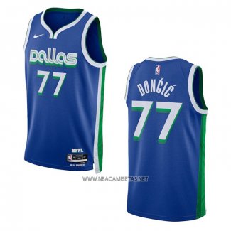 Camiseta Dallas Mavericks Luka Doncic NO 77 Ciudad 2022-23 Azul