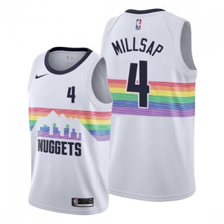 Camiseta Denver Nuggets Paul Millsap NO 4 Ciudad Edition Blanco