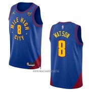 Camiseta Denver Nuggets Peyton Watson NO 8 Statement 2022-23 Azul