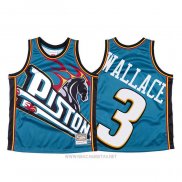 Camiseta Detroit Pistons Ben Wallace NO 3 Mitchell & Ness Big Face Azul