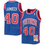 Camiseta Detroit Pistons Bill Laimbeer NO 40 Mitchell & Ness 1988-89 Azul