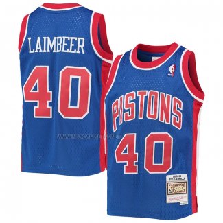 Camiseta Detroit Pistons Bill Laimbeer NO 40 Mitchell & Ness 1988-89 Azul