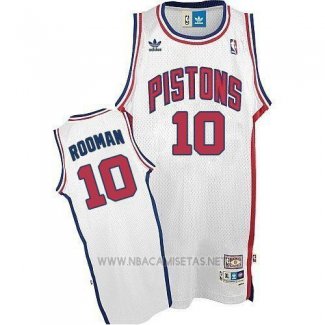 Camiseta Detroit Pistons Dennis Rodman NO 10 Retro Blanco