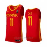 Camiseta Espana Sebas Saiz NO 11 2019 FIBA Baketball World Cup Rojo
