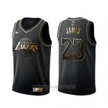 Camiseta Golden Edition Los Angeles Lakers Lebron James NO 23 Negro