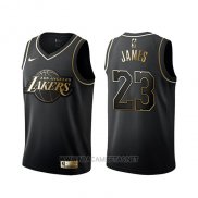 Camiseta Golden Edition Los Angeles Lakers Lebron James NO 23 Negro