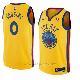 Camiseta Golden State Warriors Demarcus Cousins NO 0 Ciudad 2018-19 Amarillo