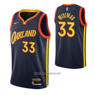 Camiseta Golden State Warriors James Wiseman NO 33 Ciudad 2020-21 Azul