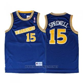 Camiseta Golden State Warriors Latrell Sprewell NO 15 Retro Azul