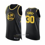 Camiseta Golden State Warriors Stephen Curry NO 30 Ciudad 2021-22 Autentico Negro