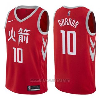 Camiseta Houston Rockets Eric Gordon NO 10 Ciudad 2017-18 Rojo