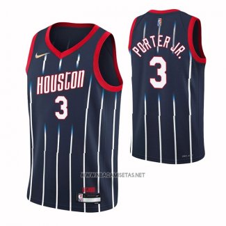 Camiseta Houston Rockets Kevin Porter JR. NO 3 Ciudad 2021-22 Azul