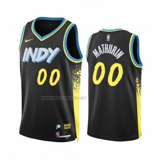 Camiseta Indiana Pacers Bennedict Mathurin NO 00 Ciudad 2023-24 Negro