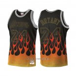 Camiseta Los Angeles Lakers Kobe Bryant NO 24 Flames Negro