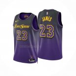 Camiseta Los Angeles Lakers LeBron James NO 23 Ciudad 2024-25 Violeta