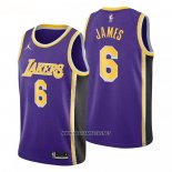 Camiseta Los Angeles Lakers LeBron James NO 6 Statement 2020-21 Violeta