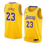 Camiseta Los Angeles Lakers Lebron James NO 23 Icon Amarillo