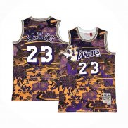 Camiseta Los Angeles Lakers Lebron James NO 23 Mitchell & Ness Lunar New Year Violeta