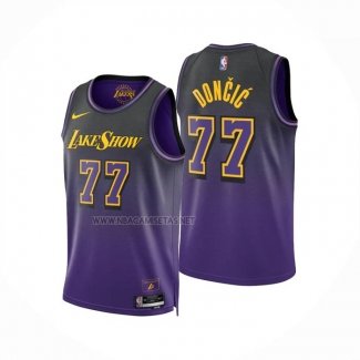 Camiseta Los Angeles Lakers Luka Doncic NO 77 Ciudad 2024-25 Violeta