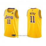 Camiseta Los Angeles Lakers Malik Monk NO 11 75th Anniversary 2021-22 Amarillo