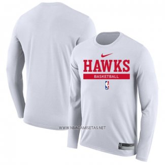 Camiseta Manga Larga Atlanta Hawks Practice Performance 2022-23 Blanco