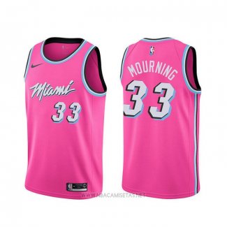 Camiseta Miami Heat Alonzo Mourning NO 33 Earned Rosa