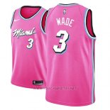 Camiseta Miami Heat Dwyane Wade NO 3 Earned 2018 Rosa