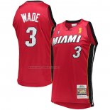 Camiseta Miami Heat Dwyane Wade NO 3 Mitchell & Ness 2005-06 Autentico Rojo