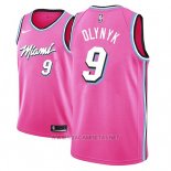 Camiseta Miami Heat Kelly Olynyk NO 9 Earned 2018-19 Rosa