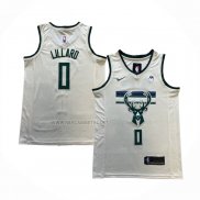 Camiseta Milwaukee Bucks Damian Lillard NO 0 Ciudad 2018-19 Crema