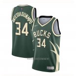 Camiseta Milwaukee Bucks Giannis Antetokounmpo NO 34 Earned 2020-21 Verde
