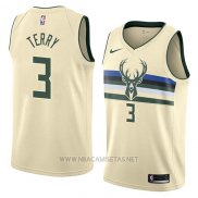 Camiseta Milwaukee Bucks Jason Terry NO 3 Ciudad 2018 Crema