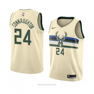 Camiseta Milwaukee Bucks Pat Connaughton NO 24 Ciudad 2018 Crema