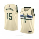 Camiseta Milwaukee Bucks Shabazz Muhammad NO 15 Ciudad 2018 Crema