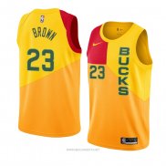 Camiseta Milwaukee Bucks Sterling Marron NO 23 Ciudad 2018-19 Amarillo