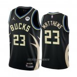 Camiseta Milwaukee Bucks Wesley Matthews NO 23 Statement 2022-23 Negro