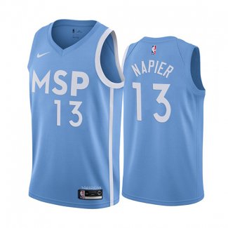 Camiseta Minnesota Timberwolves Shabazz Napier NO 13 Ciudad Edition Azul