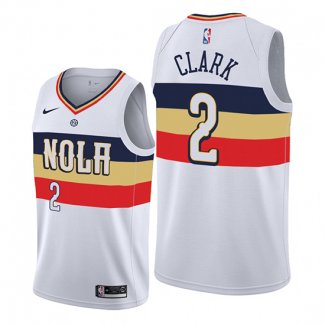 Camiseta New Orleans Pelicans Ian Clark NO 2 Earned Edition Blanco